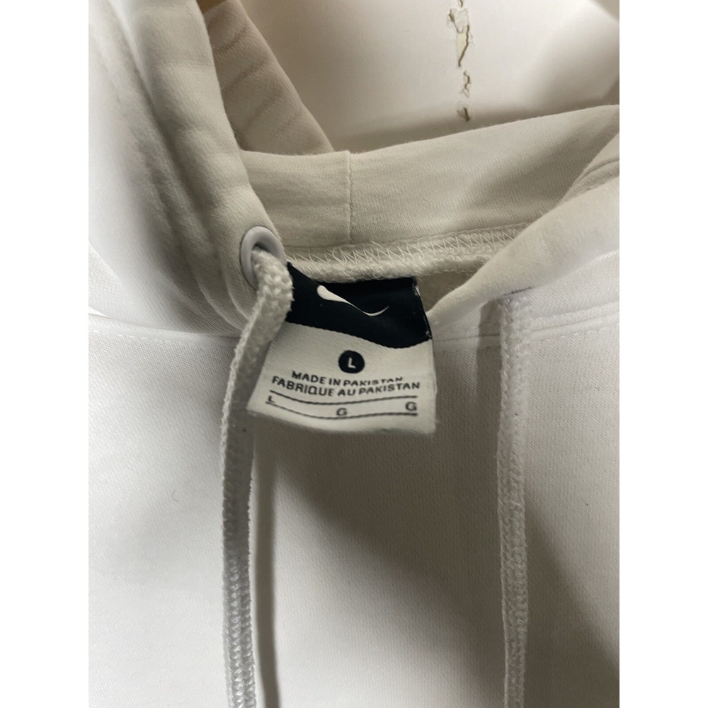 Nike Pullover Hoodie Size Large White‎ Logo Embroidered Drawstring Athletic - Picture 8 of 10